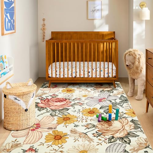 Image of Aldopein Cute Christmas 4x6 Area Rugs Washable Non Slip, Ultra Thin Vintage Farmhouse Throw Carpet for Living Room Bedroom Kitchen Entryway Dorm