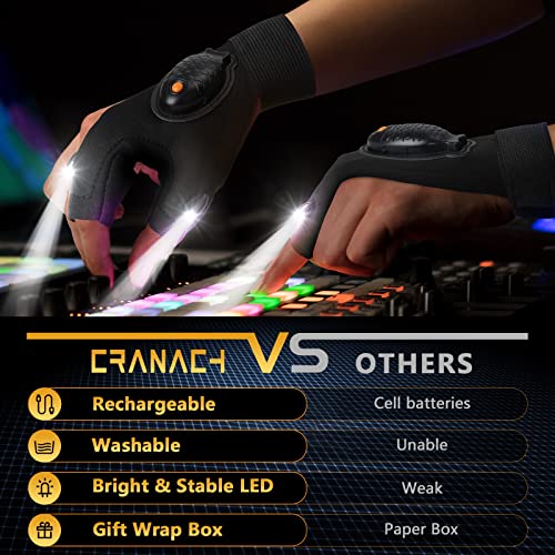 Rechargeable Flashlight Gloves Men Gifts - Led Light Glove Christmas Stocking Stuffers Birthday Fishing Gifts For Dad Women Husband Him Teens Guy Cool Gadgets Tools Stuff For Camping Running Repairing #TOP4