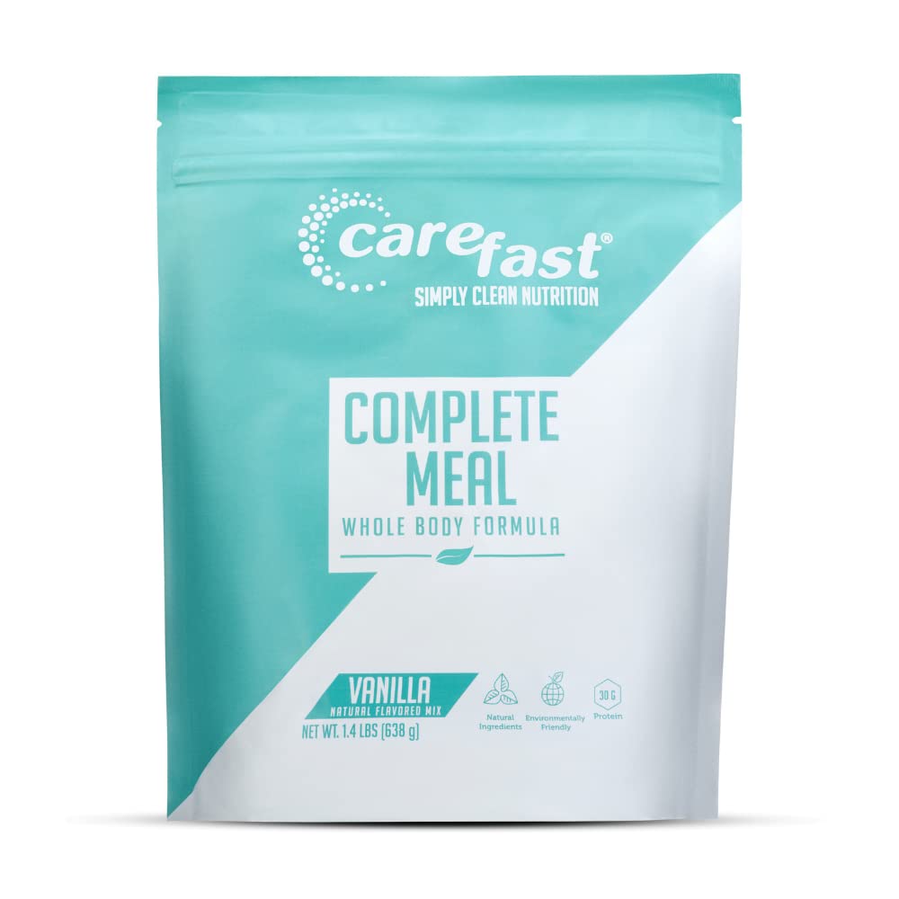 Batido en polvo Carefast para reemplazar comidas completas - Sabor a vainilla - 30 g de proteína natural de origen vegetal y lácteo - Más de 20 vitaminas y minerales - Delicioso batido saludable bajo en carbohidratos