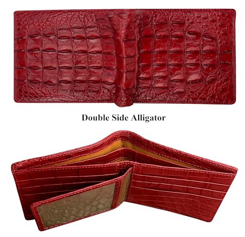 Image of HATA Men Leather Bifold Wallet RFID Blocking Front Pocket Exotic Billfold Handmade Gift For Birthday Wedding Anniversary Father's Day