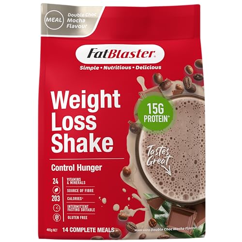 FatBlaster Weight Loss Shake – Mocha Flavour Meal Replacement,15g Protein, 24 vitamins & minerals, 14 complete meals, gluten free, source of fibre, 465g