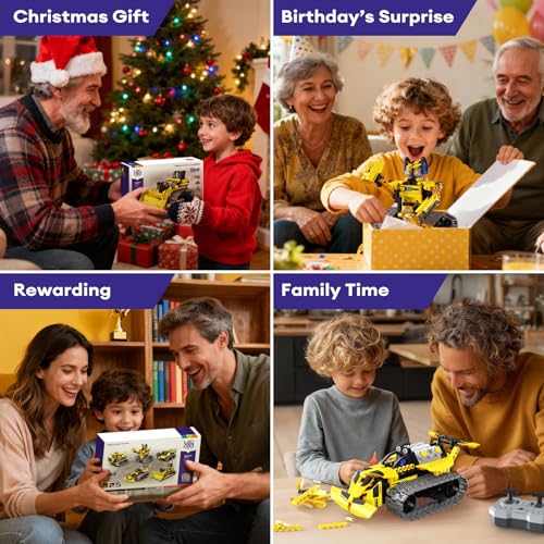 Image of LECPOP 5 in 1 STEM Robot Toy Building Kit, 452 PCS Blocks App & Remote Control Engineering Toys Robotics for Kids Ages 8-12, RC Bulldozer Erector Sets for Boys Girls 6 7 9 10 11 13 14+ Birthday Gifts