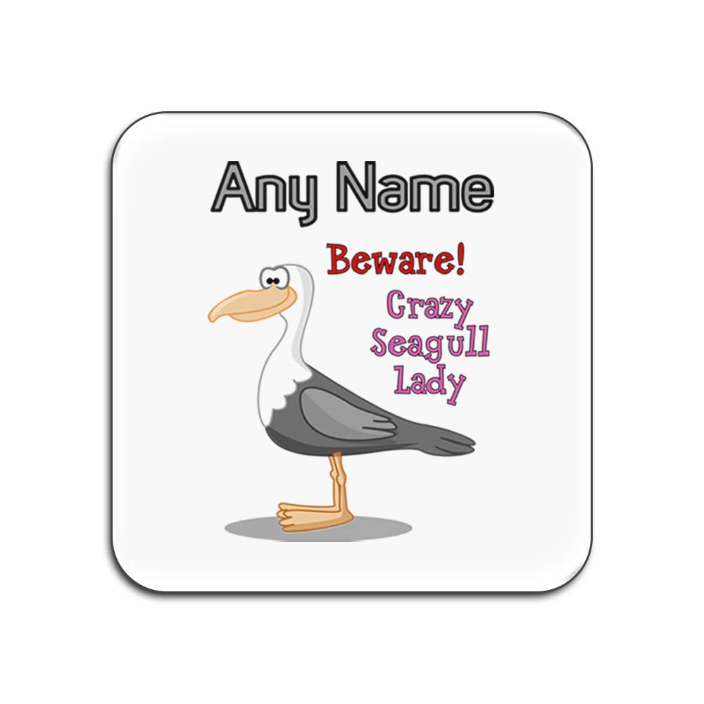 Sous-verres Crazy Seagull Lady le cadeau rigolo et personnalisable pour les fans d'oiseaux