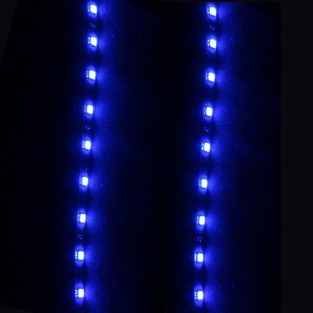 8 X 30cm 15SMD Blau LED Auto KFZ Innenbeleuchtung Streifen Strip Leiste Lichterkette Wasserdicht DC 12V (Blau 8pcs)