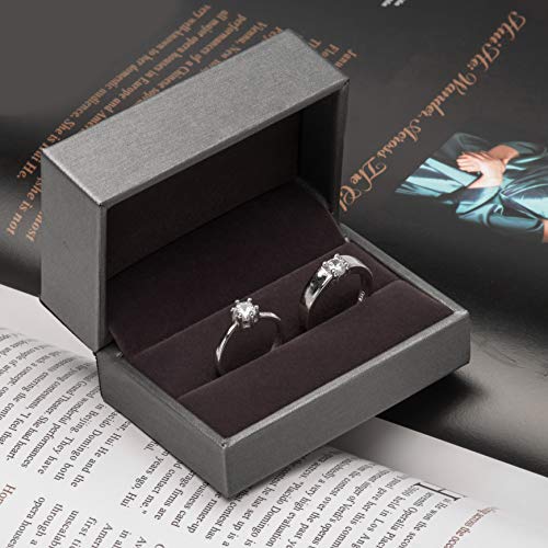 Pu Leather Double Ring Box Case For Wedding Engagement Gift Box (Silver Gray) #TOP6