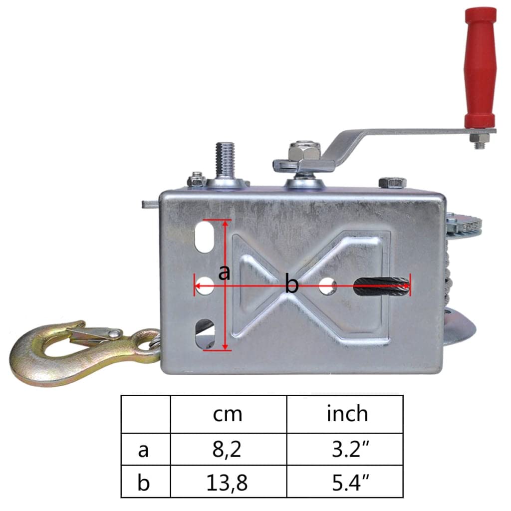 Cabrestante manual de 1130 kg de hierro con cuerda de 10 m, cable de alambre de 5 mm, transmisión de 4 a 1 y 8 a 1, 2 vías, cabrestante para remolque, barco, taller, garaje e inserciones