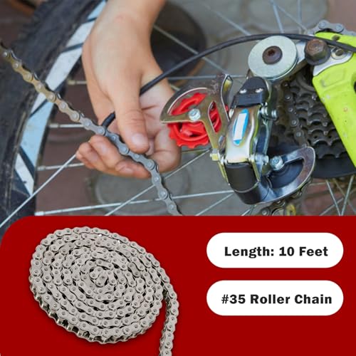 Image of #35 Roller Chain 10 Feet with 2 Connecting Links Fit for Go Kart Mini Bike