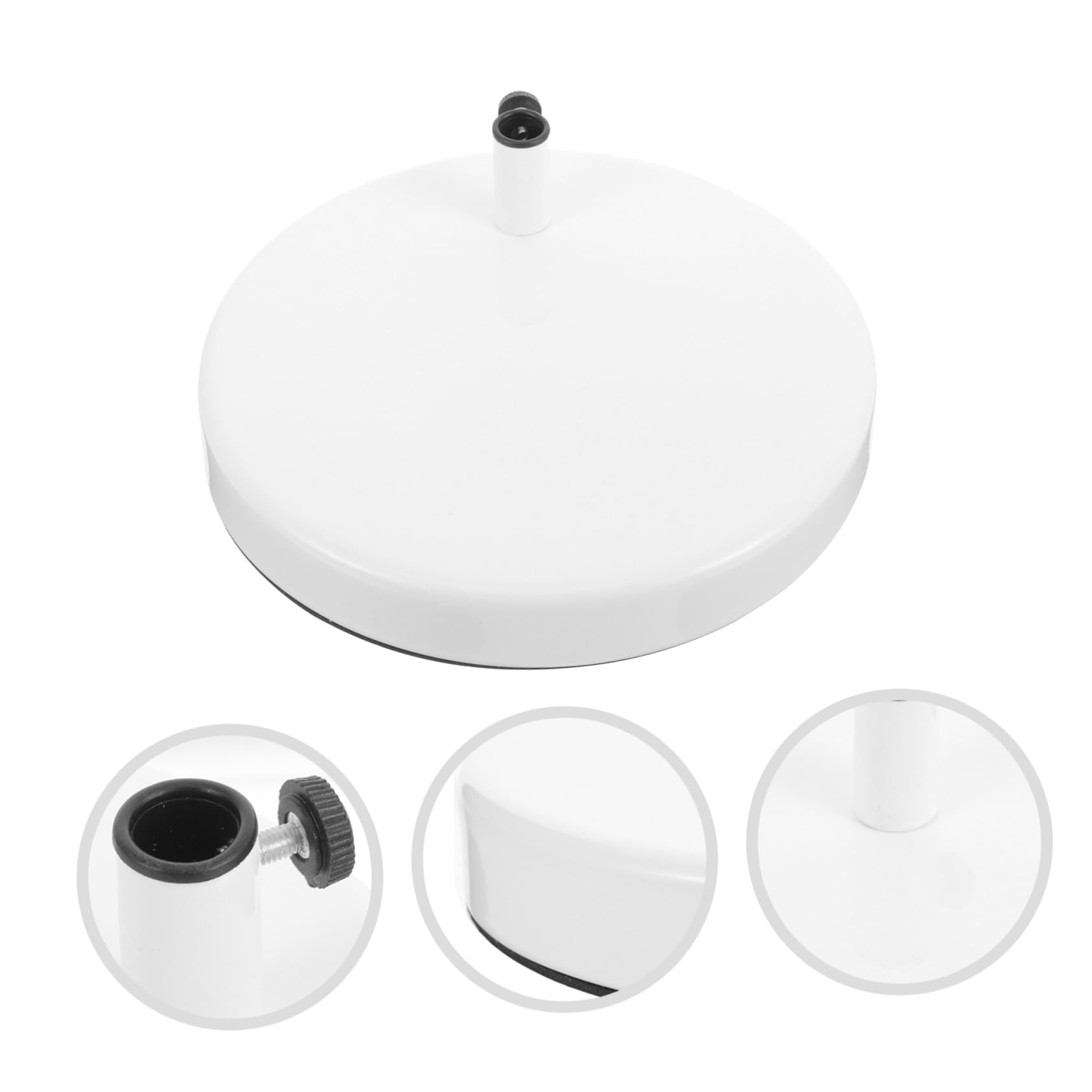 NUOBESTY Base per Lampada da Tavolo Rotonda in Ferro Braccio Snodabile, Supporto per Lampada da Scrivania Stabile e Passaggio Cavi, per Ufficio, Studio e Camera da Letto