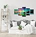 SKASNFAI 5 Piece Aurora Borealis Wall Art Poster Northern Lights Canvas Pictures Painting Alaska Artwork Office Wall Decor for Bedroom Living Room (50Wx24H)