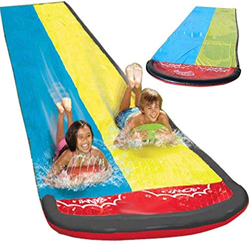 LuukUP Waterslide Giocattolo di Estate dello Spruzzo di Acquascivolo del Doppio Acquatico,Giardino Estivo Spruzzo d'Acqua Giocattolo Scherza Scivolo d'Acqua per Bambini all'aperto