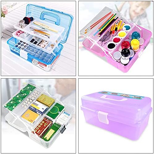Craft Caddy Box Plastic Cantilever Box 3 Tray Art and Craft Box for Pencils Paints Pastels Craft Accessories
