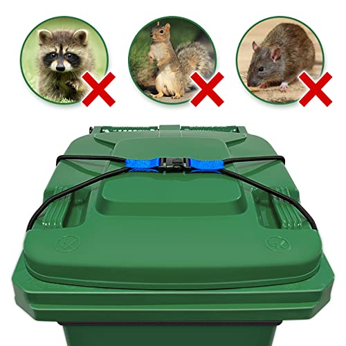 Image of PAHTTO Trash Can Lock, Lid Lock for 30-51 Gal Outdoor Garbage Cans, Heavy Duty Bungee Cord Garbage Can Lock for Animals, Squirrels, Dogs, Raccoons