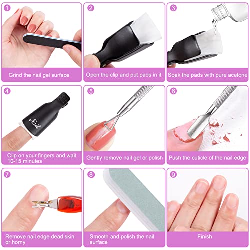 Foto von MELLIEX 27 Stück Nagellackentferner Set, Nagelklammern für Finger & Zehennägel, UV Nagellack Entfernen Nagelclips, mit Nagelfeile Nagelhaut Drücker Trimmer