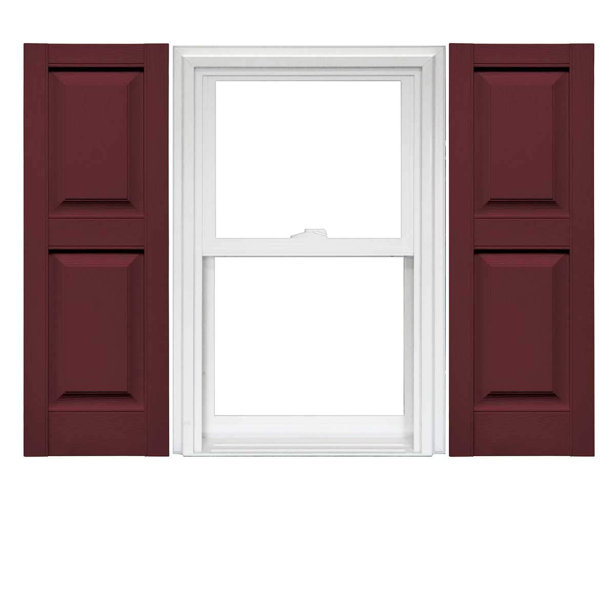 Builders Edge 12 in. x 55 in. Raised Panel Vinyl Exterior Shutters Pair #078 Wineberry