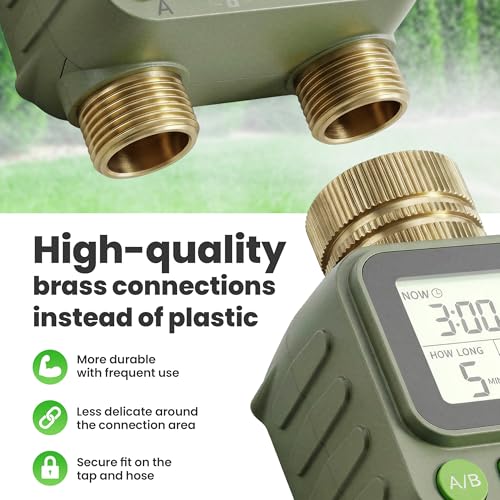 rainfactory - automatic watering timer 2 outputs - battery irrigation controller IP65 - LCD display - 4 programs - manual mode - delay function - 3/4 inch garden balcony pots planters drip irrigation - Image 5