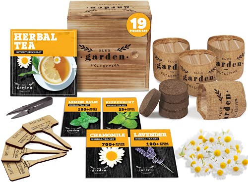 Tea Garden Kit, Seed Starter Kit and Indoor Gardening Kit with Herbal Seeds for Planting, Herb Garden Starter Kit, Herbal Tea Seeds for Tea Growing Kit or Indoor Herb Garden, Gardening Gifts for Women