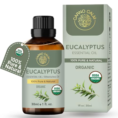 Carno Calm Eukalyptusöl für Diffusor 30ml | 100% reines und natürliches ätherisches Eukalyptusöl | für Aromatherapie Bad Luftbefeuchter Haar & Haut | 1 fl oz