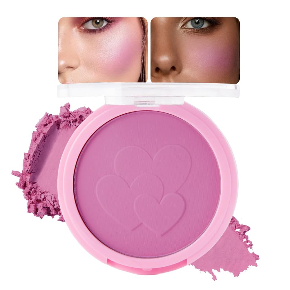 HHLTOH Single Purple Matte Blush for Cheeks Face Blushes Makeup Palette, Rose Bean Monochrome Cream Blushes Palette Makeup for Older Women, Natural Pigmented Paleta de Púrpura monocromática 01