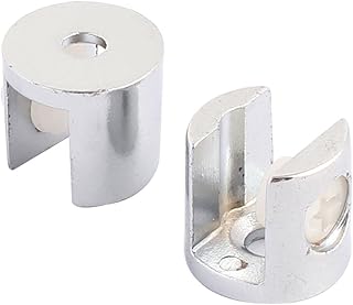 Aexit 11mm Thickness Fall Protection Metal Adjustable Door Hinge Glass Clamp Supports Silver Safety Clips Tone 2pcs