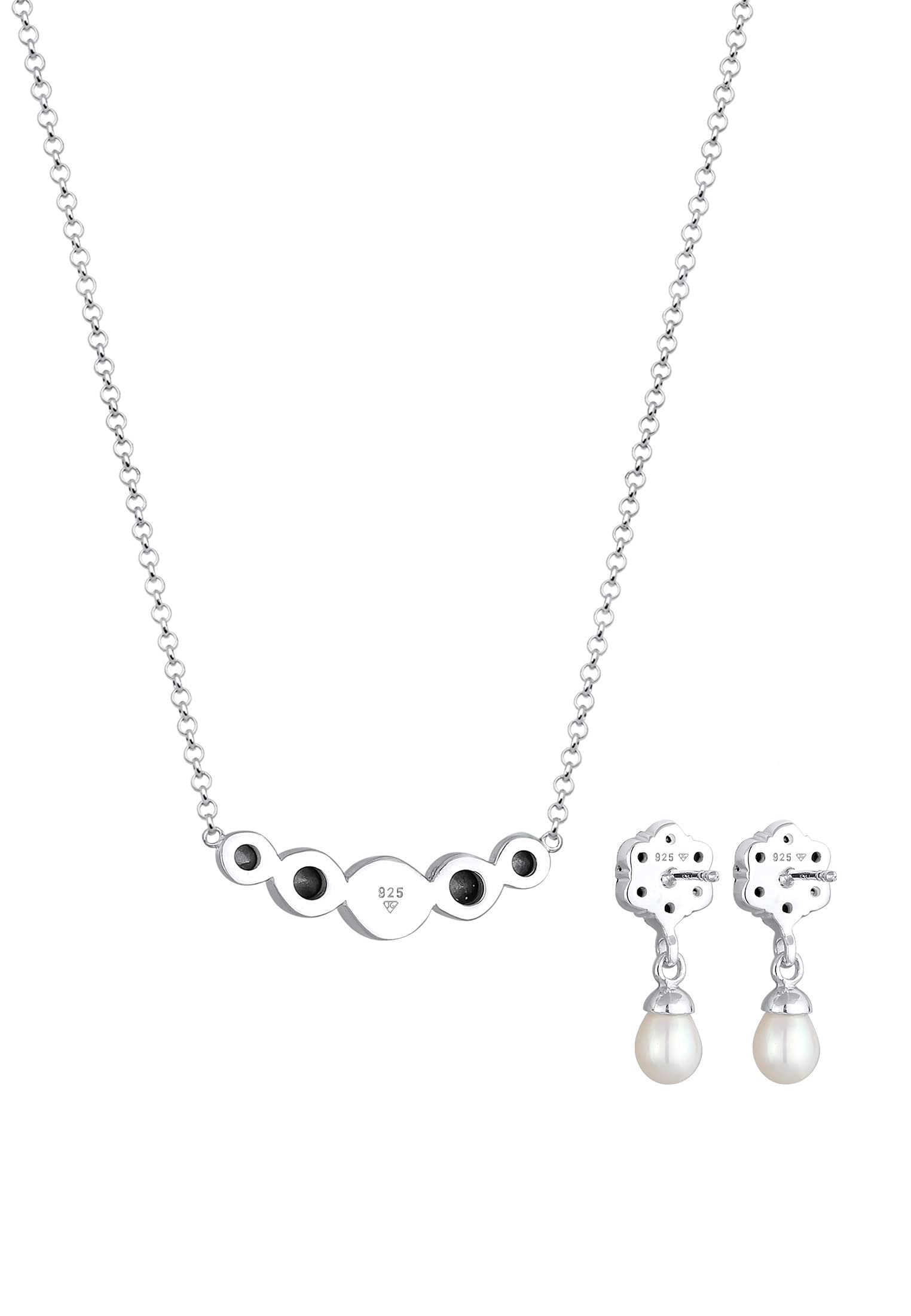 Elli Damen PREMIUM Schmuckset Klassisch mit Süßwasserzuchtperle und Kristalle