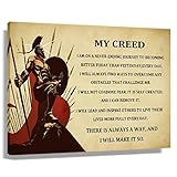 Spartan Warriors Poster Canvas Inspirational Quotes Wall Art Prints Framed Motivational Posters Vintage Artwork For Office Wall Decor Framed (16x24 inch)