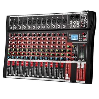 FULUODE 12 Channel Mixer Audio Console, CT-120S Professional Music Mixer DJ Mixing Board with Reverb Bluetooth MP3 Player 48V Phantom Power Supply USB Recording for Studio Karaoke Live Performance