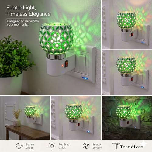 Image of Electric Kapoor Dani with Night Lamp & Camphor Diffuser - Premium Ceramic Dhoop Burner for Pooja, Home & Office. Versatile Electric Aroma Burner for Aromatherapy & Repellent. (Green)