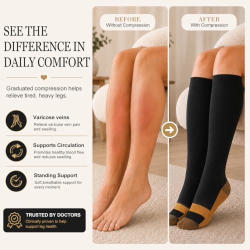 Image of Laite Hebe 4 Pairs-Compression Socks for Women&Men Circulation-Best Support for Nurses,Running,Athletic