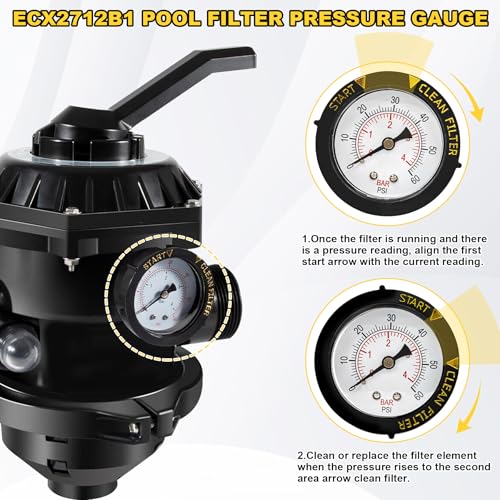 Image of ECX2712B1 190059 Pressure Gauge Fits Pen-tair Pool /Spa Valve and Filter