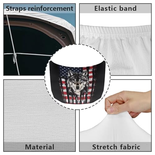 Image of Car Hood Cover Protector,Sunshade Waterproof Print Hood Covers for Cars,Universal Accessories for Decoration Wolf White Star Print