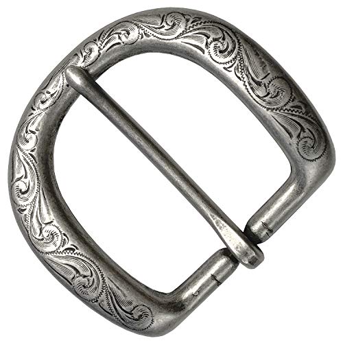 P3984 Antique Silver Western Floral Engraved Belt Buckle Fits 1.5"(38mm)