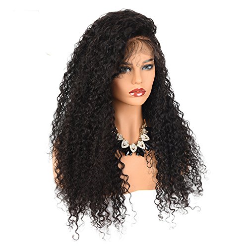 250% Denisty Natural Kinky Curly Human Hair Lace Front Wig Free Part Malaysian Virgin Hair Lace Wig for Black Women (20"130%)