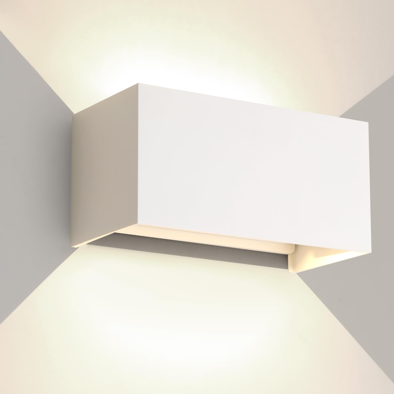 FUPE Applique da Parete Esterno Applique da Parete Interno 25W Angolo del Fascio Regolabile Moderno Lampade da Parete 4000K Luce naturale Applique da Esterno IP65 Impermeabile Bianco Applique Interno