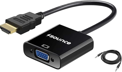 Sounce HDMI to VGA Gold Plated High-Speed 1080P Active HDTV HDMI to VGA Adapter Converter Male to Female with Audio and Micro USB Charging Cable,…