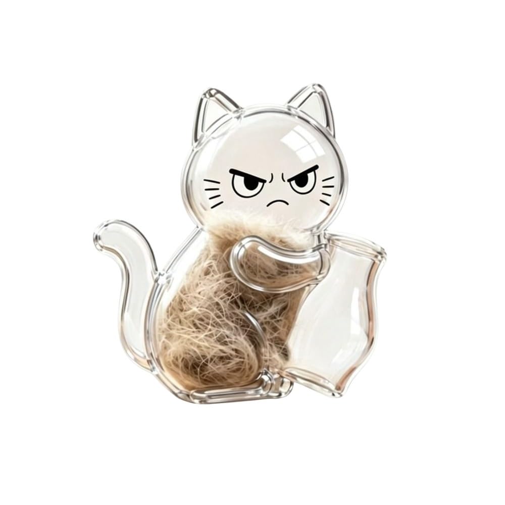 Ropicean 4Pcs Suction Cartoon Cat Refrigerator Stickers - Acrylic Cat Shape Pet Hair & Whisker Memorial Storage Box(Color 3)