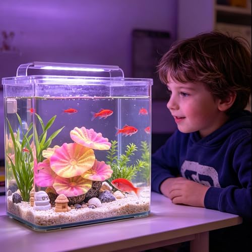 Image of ZtohPyo Aquarium Glowing Silicone Musfroom Coral Ornament for Fish Tank Landscape Decoration, Artificial Glow in The Dark Soft Aquarium Plant for Aquarium Decor Accessories