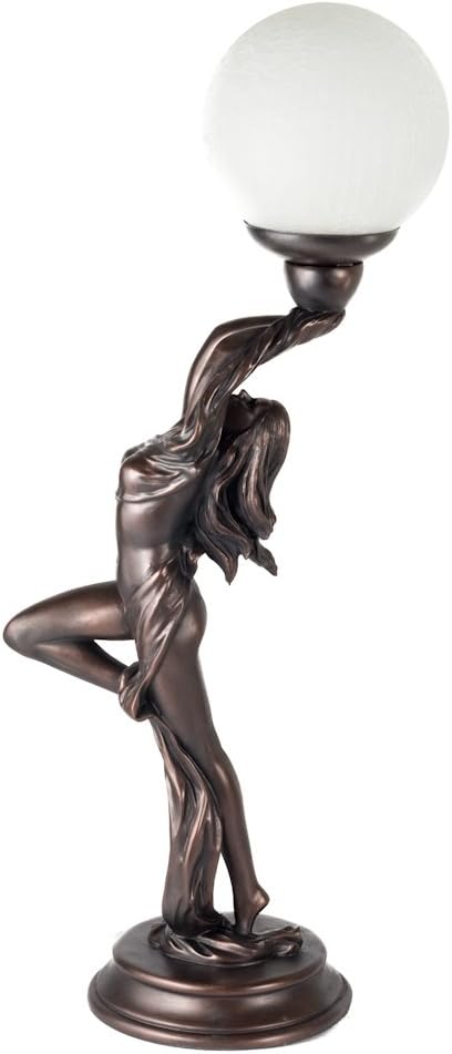 Julianna Art Deco Bronze Lighting Lady Draped with Scarf Lamp