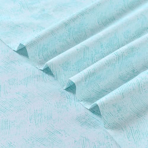 Elegant Comfort Softest and Coziest 6-Piece Sheet Set - 1500 Premium Hotel Quality Microfiber - Deep Pocket, Wrinkle Resistant 6-Piece Wave Pattern Bed Sheet Set, Full, Wave Aqua
