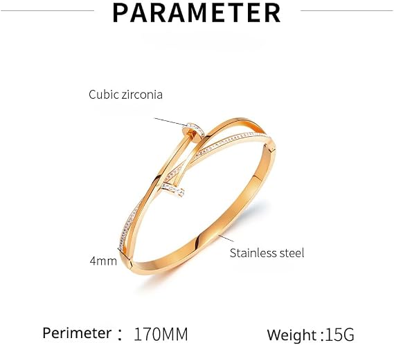 JIHFOHHA 18K Gold Plated Stainless Steel Bracelet Cross Nail Shape