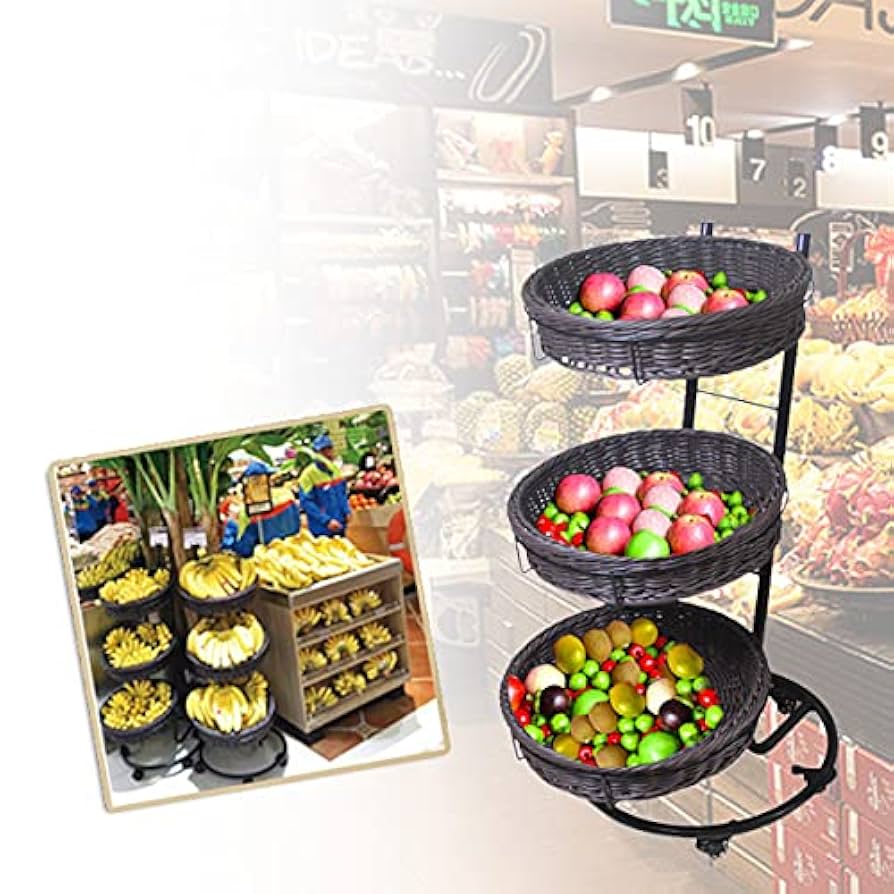 Amazon.co.jp: ディスプレイラック 3段陳列棚 かご 丸型かご