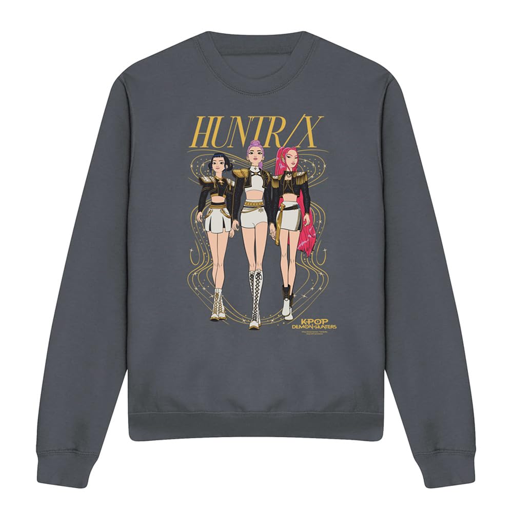 Kpop Demon Hunters Huntrix Golden Sparkles Unisex Sweatshirt, Charcoal, XX-Large