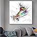 Produktbild Aquarell Sneaker Schuhe Leinwand Gemälde Poster und Drucke Mode Sportschuhe WandKunst Bilder für Zimmer Wanddekoration (28x28(70x70cm)Rahmenlos)