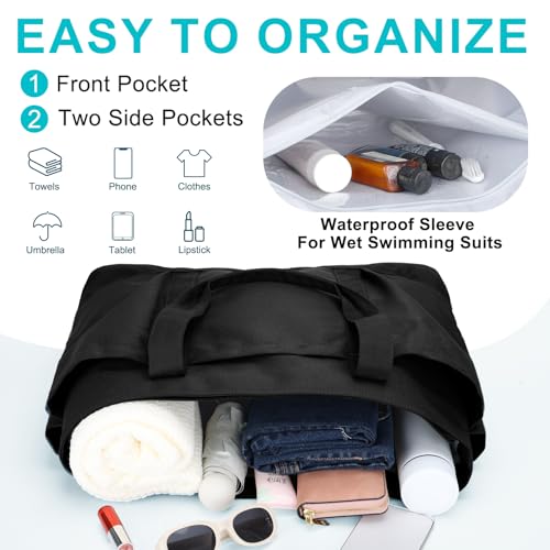 Image of VASCHY Extra Large Beach Bag, Oversized Utility Travel Tote Bag with Zipper Waterproof Sand-proof Pool Bag with Wet Bag