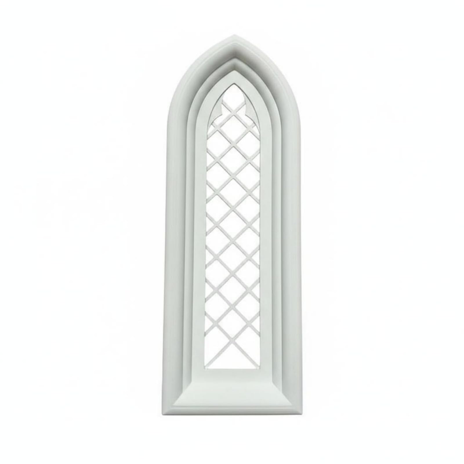FytStycale Arched Window Framed Arch Wall Decor for Dollhouse, White