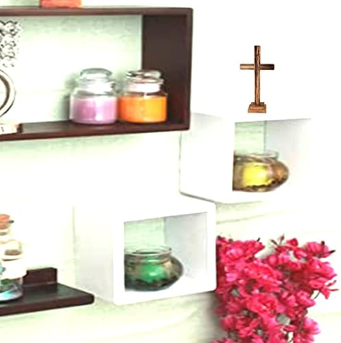 Zyrena Cruz santa de madera con soporte de base, cruz de pared católica de Jesucristo para el hogar, cruz de madera de mesa de madera para el hogar