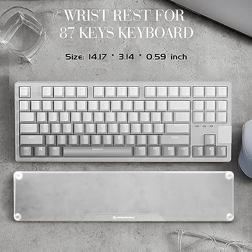 Image of Acrylic Keyboard Wrist Rest -80% TKL Mechanical Keyboard- CNC Aluminum Alloy Customized Logo Desk Wrist Support for Computer Keyboard,Anti-Slip Base,Wrist Pad for Office & Home,Silver