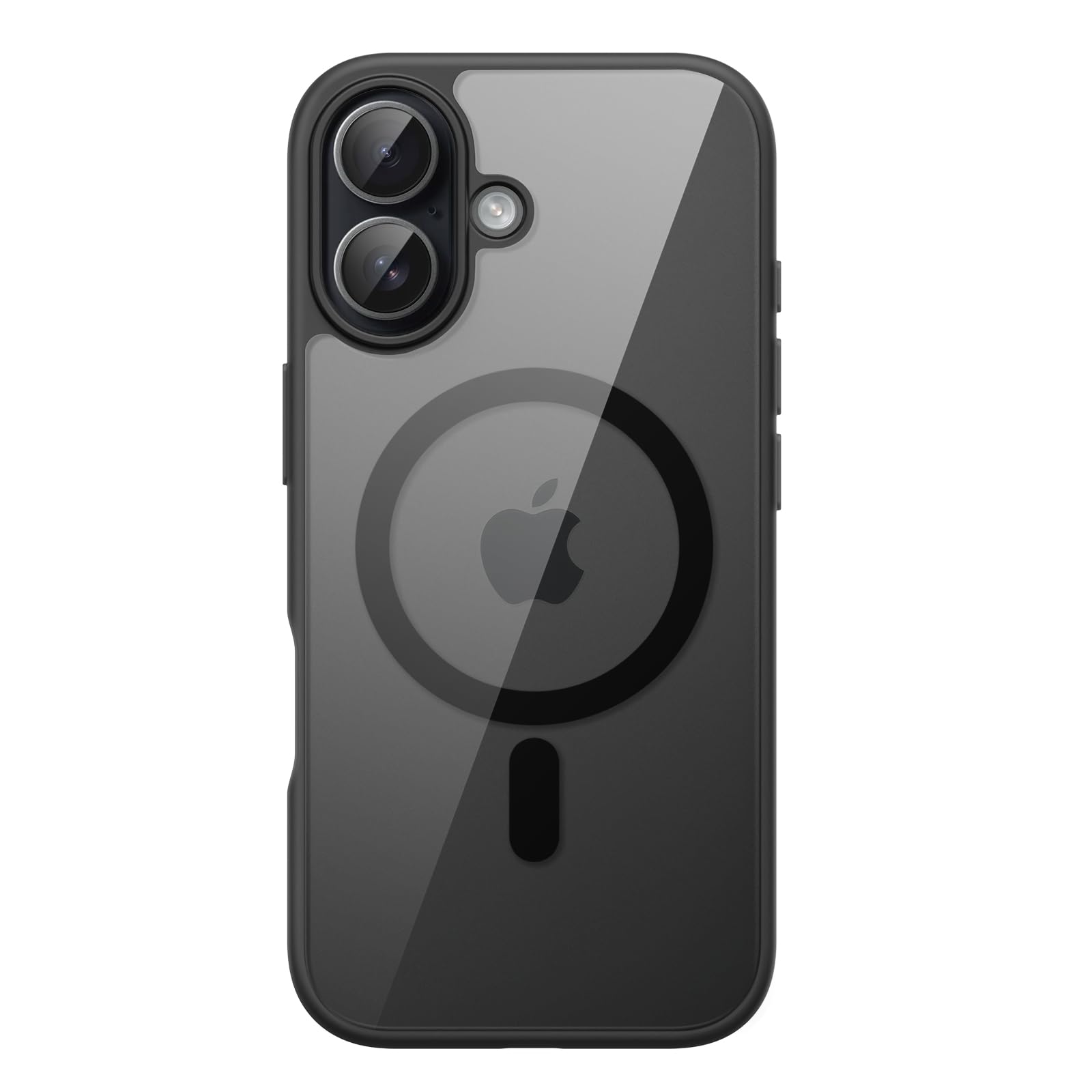 JETech Cover Magnetica per iPhone 17 6,3 Pollici Compatibile con MagSafe, Antiurto Paraurti Custodia, Solida Colore Opaco TPU Telaio, Anti-Graffio Retro Trasparente (Nero)