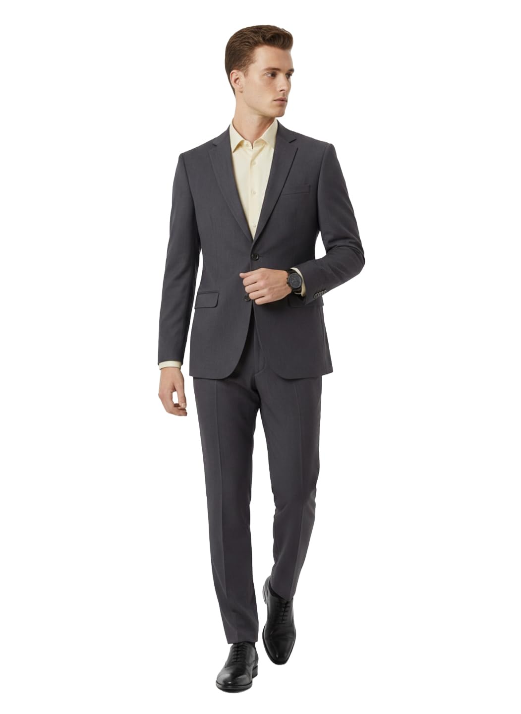 Men Regular Fit Solid Pattern Terylene Rayon Blend Notch Lapel Full Sleeve Formal Suit-image-45