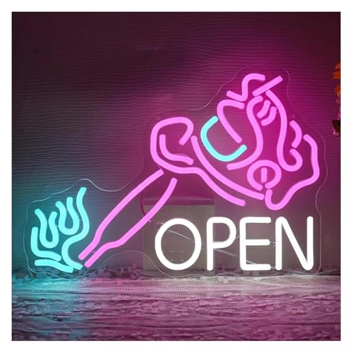Enseigne Néon Tattoo Open lumineuse et réglable pour décorer un salon de tatouage