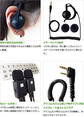 アイコム対応 インカム イヤホンマイク スリムL型 2ピン用 業務 現場用 PRO仕様 オンイヤー 耳掛け式 デジタル簡易無線 登録局対応 IC-DPR3 IC-DPR30 IP-50 IP-500 IP-500H 用 HM-153LS HM-166LS 互換品 FIELD GEAR FGPROSL